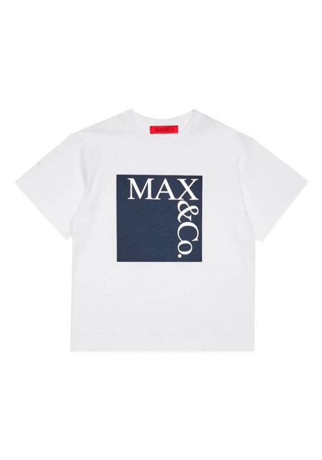 Icona T-Shirt With Logo In White And Blue MAX&CO. KIDS | MX0005-MX014MX10B