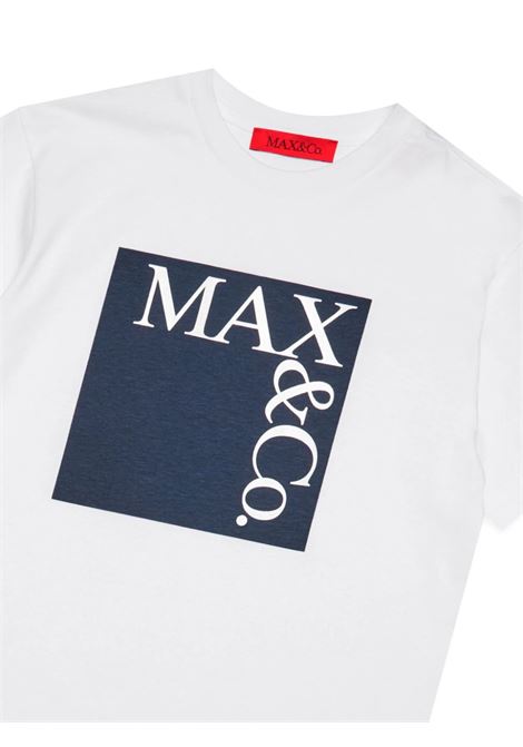 Icona T-Shirt With Logo In White And Blue MAX&CO. KIDS | MX0005-MX014MX10B