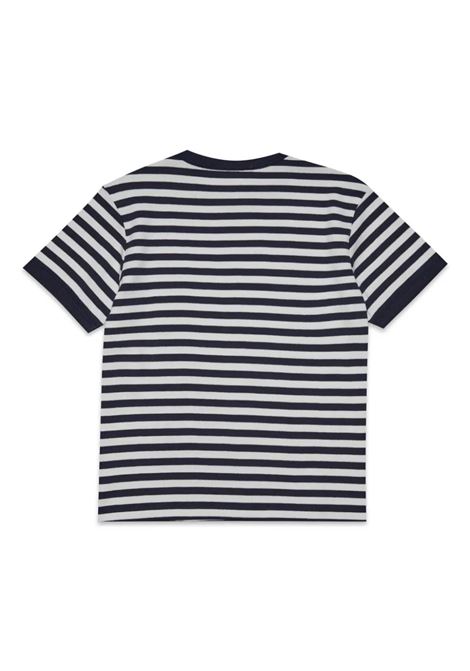 White and Blue Striped T-Shirt with Logo MAX&CO. KIDS | MX0006-MX008MX851