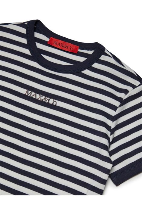 White and Blue Striped T-Shirt with Logo MAX&CO. KIDS | MX0006-MX008MX851