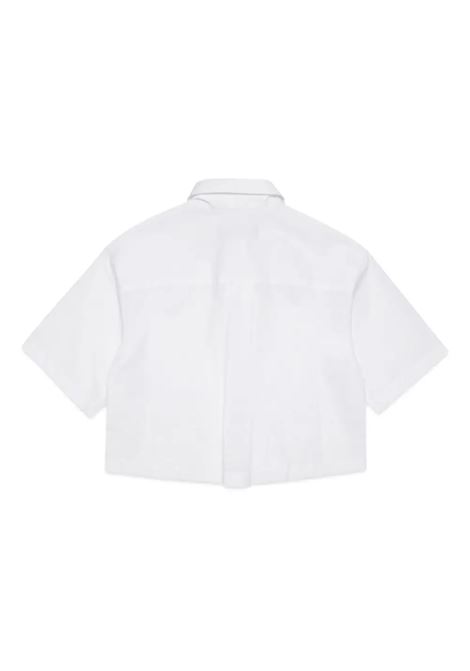White Poplin Crop Shirt With Logo MAX&CO. KIDS | MX0027-MX010MX100