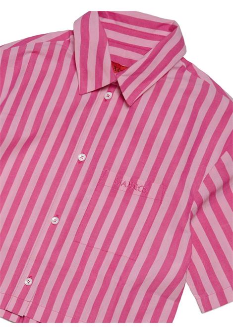 Pink Striped Poplin Crop Shirt With Logo MAX&CO. KIDS | MX0027-MX011MXC02