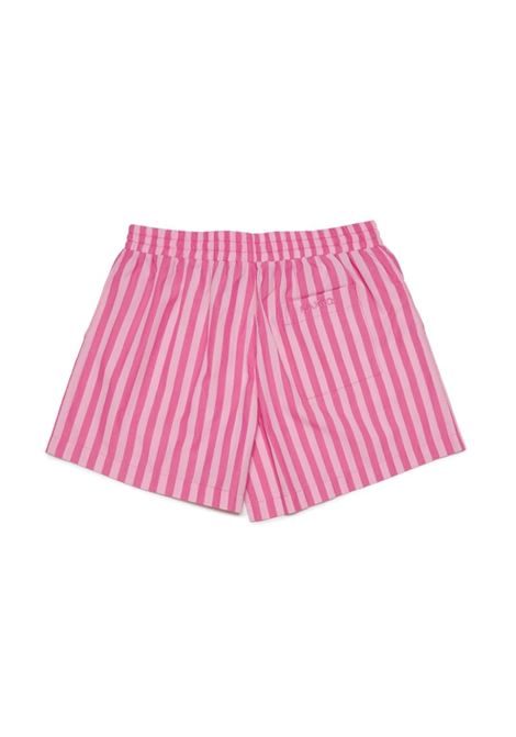 Pink Striped Poplin Shorts With Logo MAX&CO. KIDS | MX0028-MX011MXC02