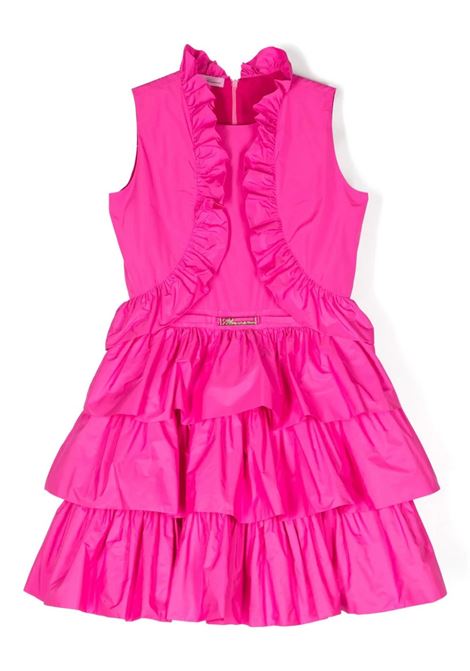 Fuchsia Dress With Ruches and Flounces MISS BLUMARINE KIDS | IA4003T8864X0560