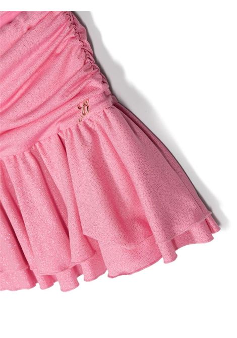 Pink Glitter Draped Mini Skirt MISS BLUMARINE KIDS | IA4017J4651X0572