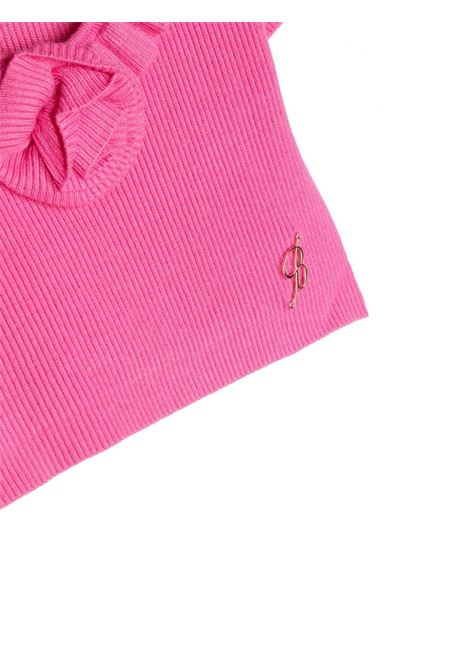 Fuchsia Ribbed T-Shirt With Ruffles MISS BLUMARINE KIDS | IA4023MS49IX0560