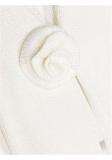 White Ribbed Cardigan With 3D Rose MISS BLUMARINE KIDS | IA4024MS49I10602