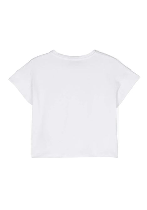 T-Shirt Bianca Con Stampa Logo Con Strass MISS BLUMARINE KIDS | IA4135J500310602