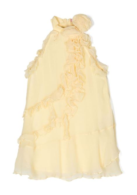 Pastel Yellow Ruffled Chiffon Dress MISS BLUMARINE KIDS | IA4146T3339X0566