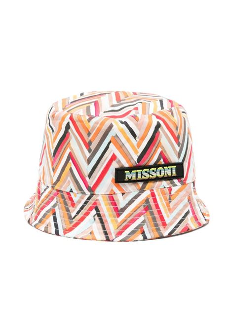 Bucket Hat With Orange Chevron Pattern MISSONI KIDS | MU0P17-P0416410MC