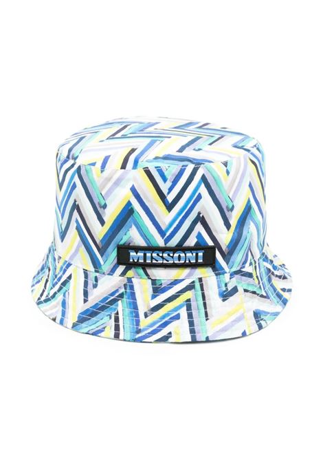 Bucket Hat With Blue Chevron Pattern MISSONI KIDS | MU0P17-P0416612MC
