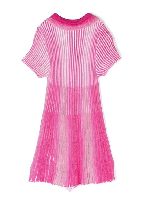 Pink Striped Laminated Knit Dress MISSONI KIDS | MU1A41-X0134511