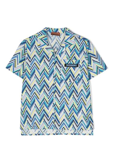 Short- Sleeved Shirt With Blue Chevron Pattern MISSONI KIDS | MU5P11-P0416612MC