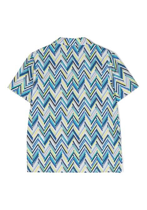 Short- Sleeved Shirt With Blue Chevron Pattern MISSONI KIDS | MU5P11-P0416612MC