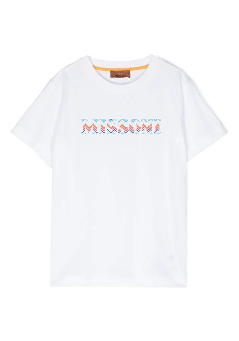 White T-Shirt With Chevron Logo  MISSONI KIDS | MU8Q71-J0177100MC