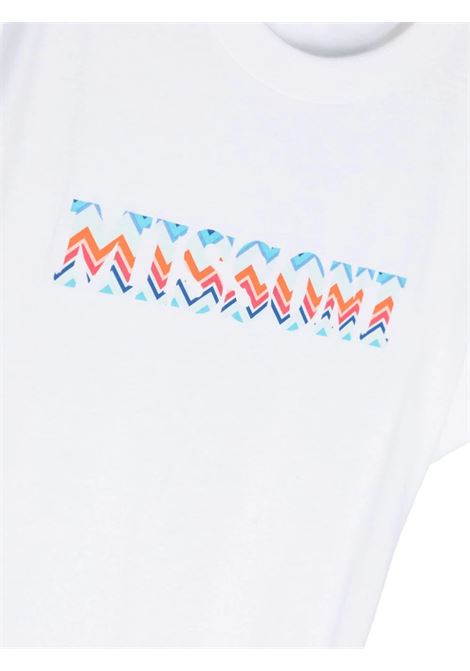 White T-Shirt With Chevron Logo  MISSONI KIDS | MU8Q71-J0177100MC