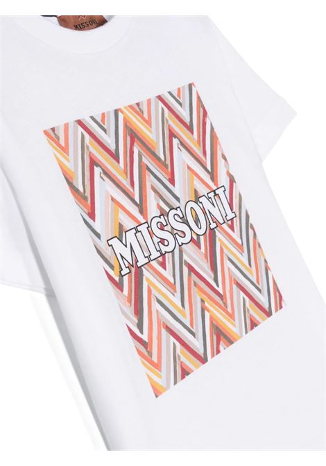 T-Shirt Bianca Con Stampa Chevron Arancione MISSONI KIDS | MU8Q81-J0177100AR