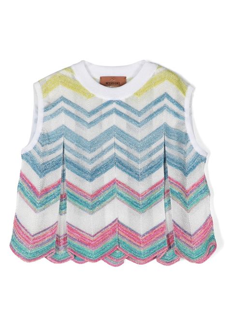 Multicolour Chevron Laminated Knitted Sleeveless Top MISSONI KIDS | MU9A32-X0146999