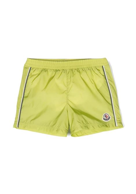 Lime Green Beach Shorts With Logo Patch MONCLER ENFANT | 2C000-05 5332611G