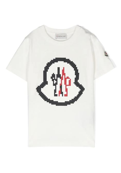 White T-Shirt With Pixel Logo MONCLER ENFANT | 8C000-01 89AFV034