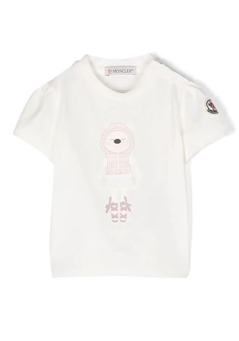 T-Shirt Bianca Con Patch Orsetto MONCLER ENFANT | 8C000-08 8790N034