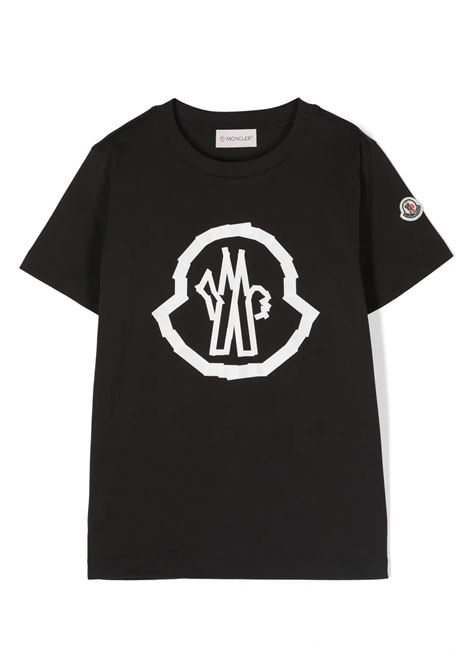 T-Shirt Nera Logata MONCLER ENFANT | 8C000-13 89AFV999