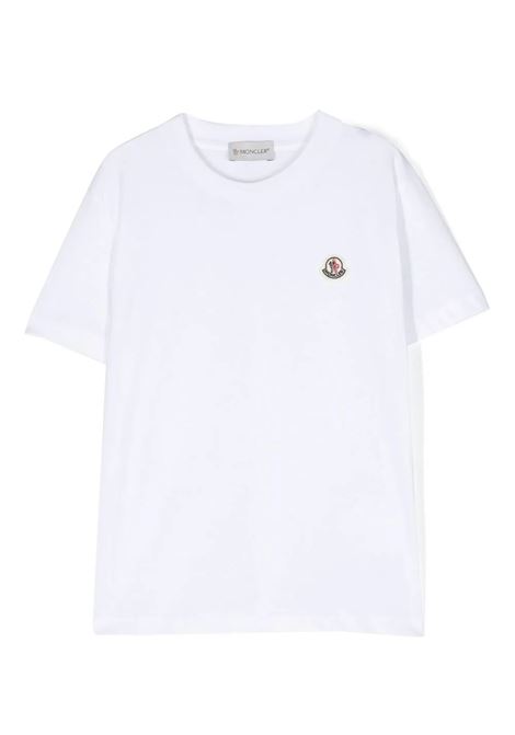 T-Shirt Bianca Con Patch Logo MONCLER ENFANT | 8C000-18 83907001