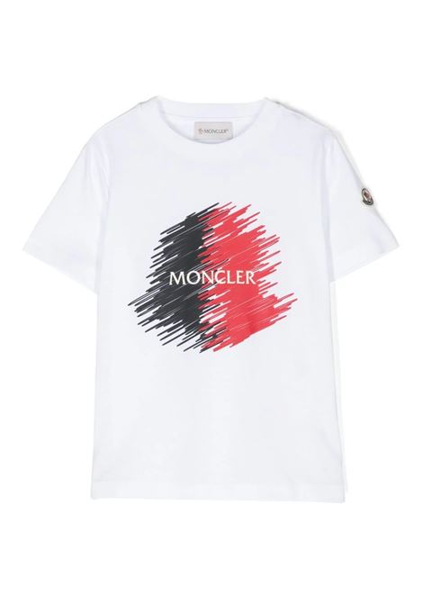 T-Shirt Bianca Con Motivo Logato MONCLER ENFANT | 8C000-22 89AFV002