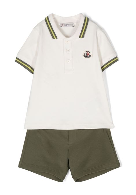 White and Green Polo Shirt and Shorts Set With Logo MONCLER ENFANT | 8M000-20 8496FF08