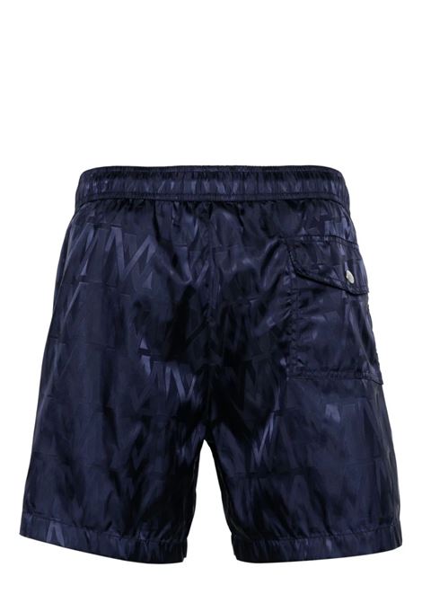 Navy Blue Swim Shorts With Monogram Motif MONCLER | 2C000-15 597NMF77