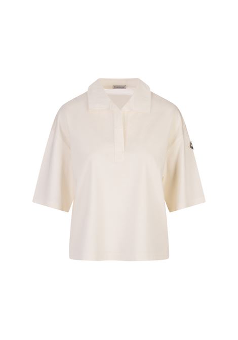 White Oversize Polo Shirt With Logo Patch MONCLER | 8A000-08 89AJU034