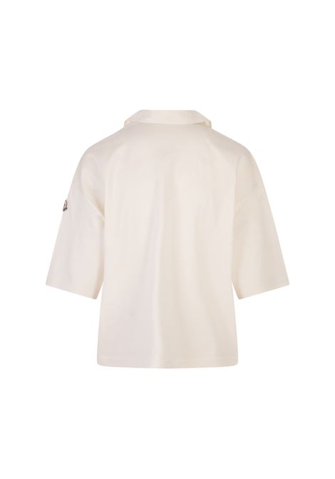 White Oversize Polo Shirt With Logo Patch MONCLER | 8A000-08 89AJU034