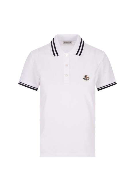 White Polo Shirt With Stripes and Logo MONCLER | 8A000-09 84720001