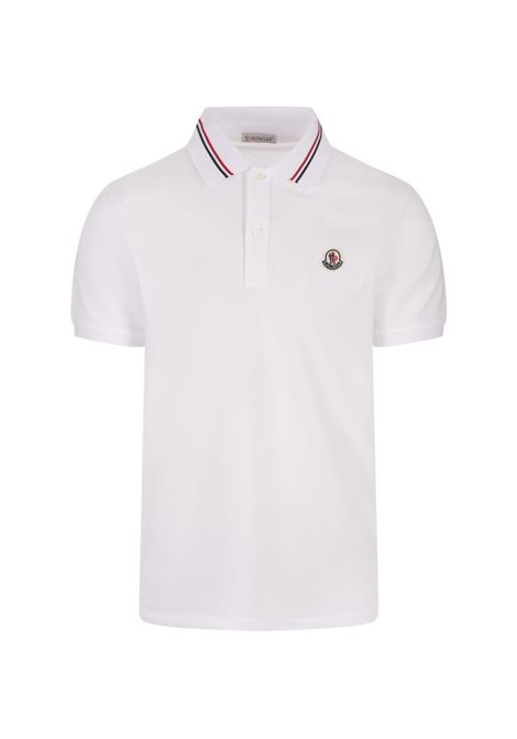 White Polo Shirt With Iconic Felt Logo MONCLER | Polo shirts | 8A000-21 89A16002