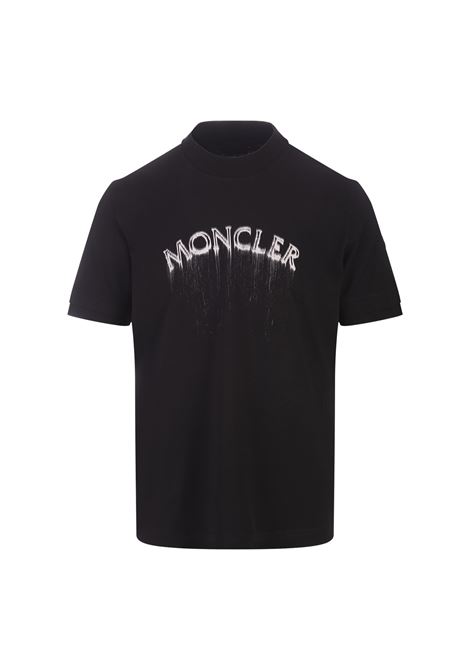 T-Shirt Logata nera ad effetto Polvere MONCLER | T-Shirts | 8C000-02 89A17999