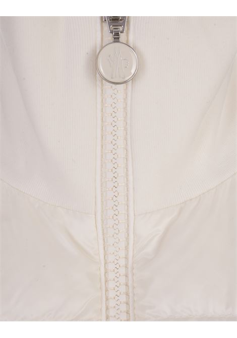 Cardigan Bianco Con Zip e Patch Logo MONCLER | 8G000-15 89A2Y034