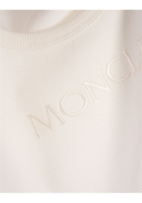 White Ribbed Top With Logo In Tone MONCLER | 8P000-06 89AK6034