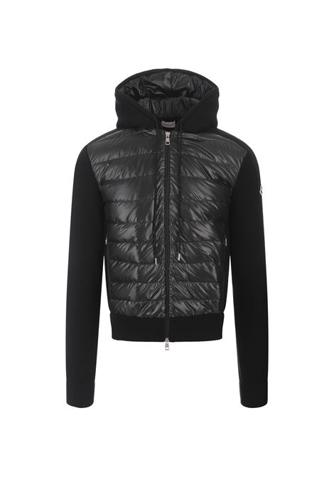 Padded Tricot Cardigan With Hood In Black MONCLER | 9B000-07 M3238999