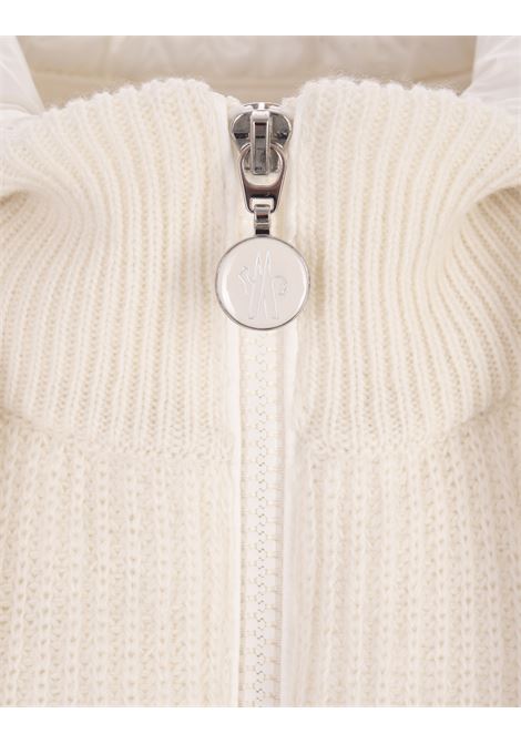 Cardigan In Tricot Bianco Con Zip e Cappuccio MONCLER | 9B000-10 M1241034