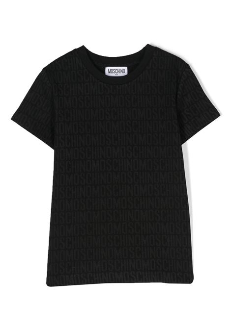 Black T-Shirt With All-Over Logo MOSCHINO KIDS | H7M03UM0J0386195