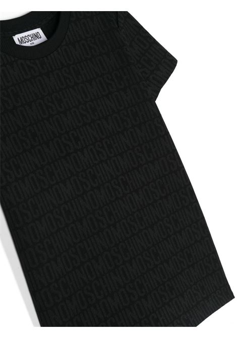 Black T-Shirt With All-Over Logo MOSCHINO KIDS | H7M03UM0J0386195