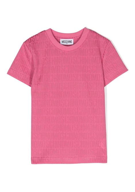 Pink T-Shirt With All-Over Logo MOSCHINO KIDS | T-Shirts | H7M03UM0J0386197