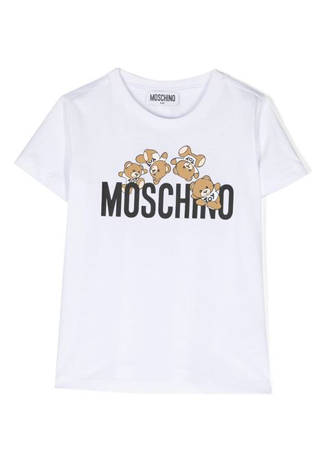 T-Shirt Bianca Con Stampa Moschino Teddy Friends MOSCHINO KIDS | HMM04KLAA0310101