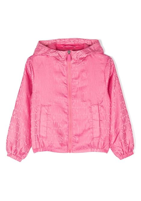 Pink Windbreaker Jacket with All-Over Jacquard Logo MOSCHINO KIDS | HMS03VL3E0086197