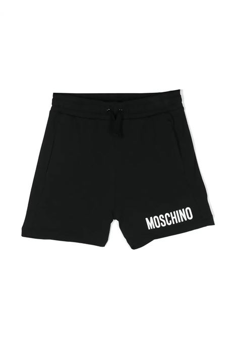 Black Sports Shorts With Logo MOSCHINO KIDS | Trousers | HRQ002LBA1060100