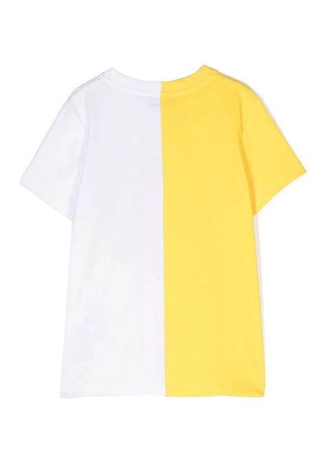 White and Yellow T-Shirt With Moschino Teddy Bear Circular Print MOSCHINO KIDS | HUM04ILAA0250162