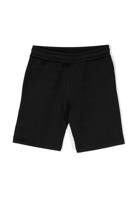 Black Track Shorts with All-Over Logo MOSCHINO KIDS | HUQ01HM0F1486195