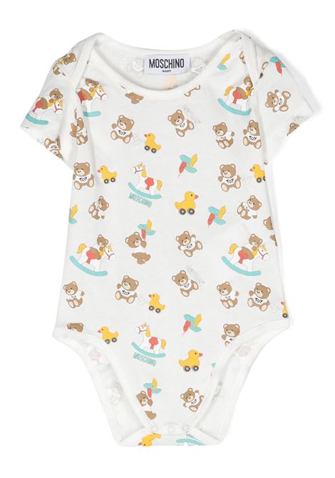 2 White Bodysuits Set With Moschino Baby Print MOSCHINO KIDS | M7Y017LAB9284587