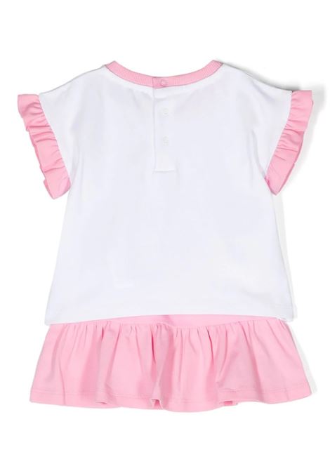 White and Pink T-Shirt and Skirt Set With Moschino Teddy Bear MOSCHINO KIDS | MDG018LBA0050206