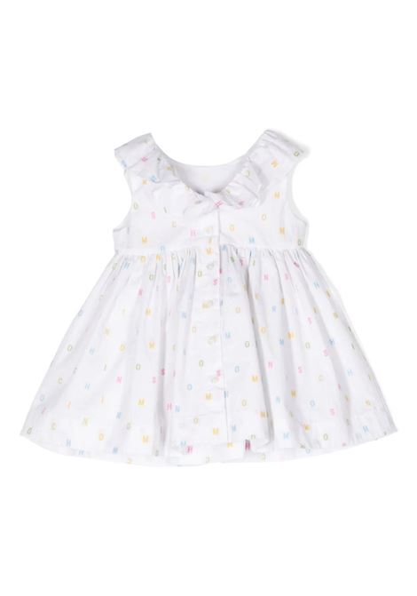 White Dress With All-Over Lettering MOSCHINO KIDS | MDV0B3LLF0184374